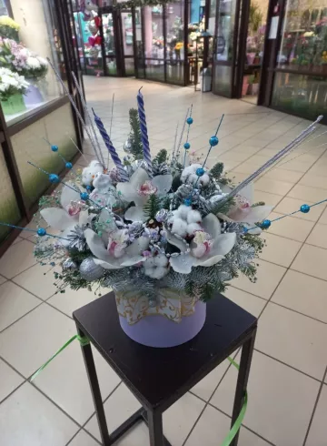 зимняя композиция орхидеи и нобилис от интернет-магазина цветов в 